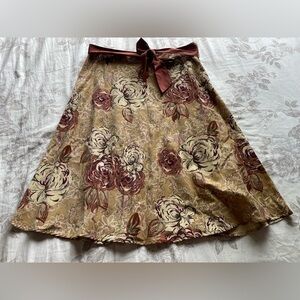 Vintage Cream Floral Corduroy Belted Skirt 10 90s‎ Gilmore Girls Heritage Preppy